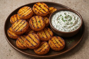 Grilled Potatoes with Creamy Herb Dip