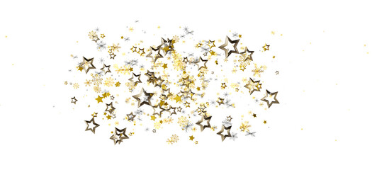 Festive star confetti in gold and silver colours. Ideal for celebrations, parties, and holiday backgrounds. Add sparkle to your design with thes
