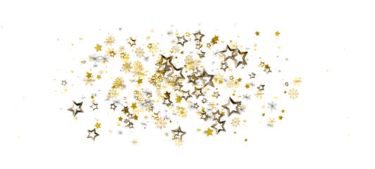 Beautiful abstract background with golden stars and glitter confetti on a white background, perfect for festive celebrations and holiday designs