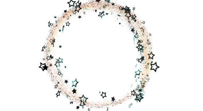 Beautiful and elegant illustration of a circle made of stars with glitter. Perfect for holiday, celebration, Christmas, or any festive projects.