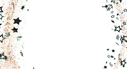 Stunning design featuring star-shaped elements and sparkling glitter, creating a dreamy and festive border with space for text or design.