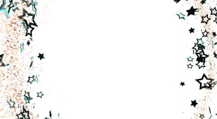 Decorative starry border featuring black and teal stars on a white backdrop. Ideal for holiday designs, celebrations, and graphic elements.