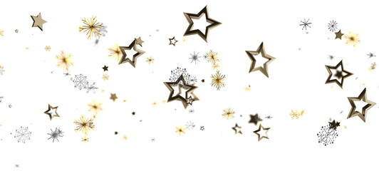 Elegant background with falling golden stars and snowflakes. Perfect for holiday greetings, festive designs, or winter themes. Ideal for digital