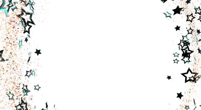 Decorative starry border featuring black and teal stars on a white backdrop. Ideal for holiday designs, celebrations, and graphic elements.