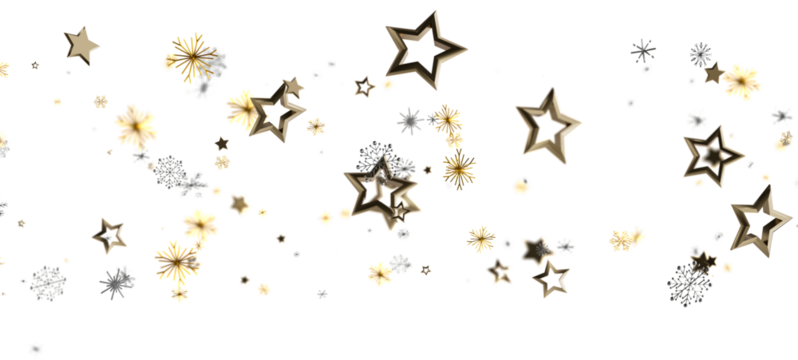 Elegant background with falling golden stars and snowflakes. Perfect for holiday greetings, festive designs, or winter themes. Ideal for digital