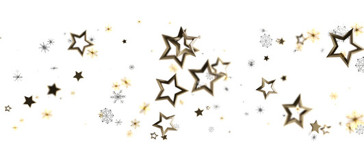 Beautiful abstract background features golden stars, festive snowflakes. Perfect for celebrations, holidays, design, and seasonal themes. Ideal