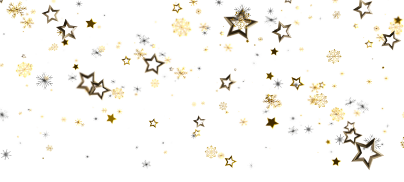 Elegant gold star and snowflake pattern on a white backdrop. Ideal for holiday and winter themes, creating a sense of celebration and joy. Perfe