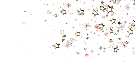 Abstract winter background with falling golden stars and snowflakes. Perfect for holiday designs, Christmas greetings, festive invitations, and