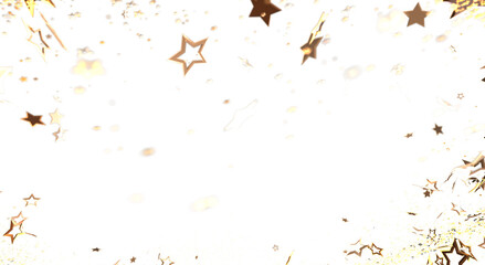 Elegant abstract image of golden stars scattered on a bright white backdrop, creating a dreamy and celebratory visual. Perfect for backgrounds a