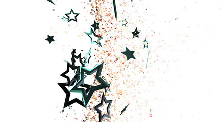 Naklejka premium Abstract image with a display of stars and glitter, evoking a sense of celebration and magic against a bright white backdrop. Perfect for party