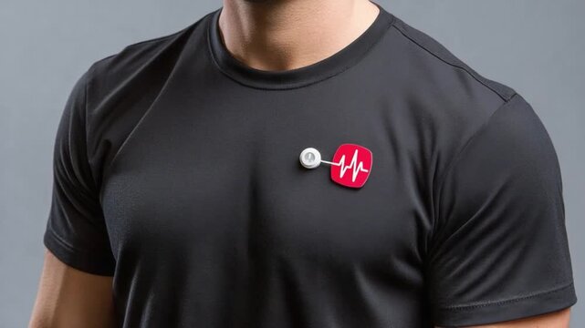 Tech-Enhanced Physique: Capturing a person wearing a smart garment with a heart rate monitor, this image reflects a fusion of fitness and technology. The scene highlights health monitoring.