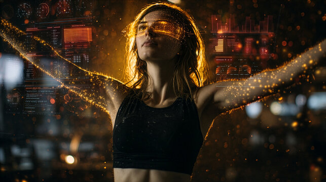 Metaverse Experience - Woman with AR Goggles - Immersive Technology