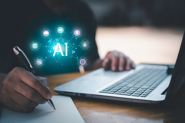 Software engineer working with database and big data analytics, cloud computing with AI and data exchange, innovation technology.Data Science and engineering, digital technology, tech background.