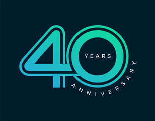 40 Years Anniversary design vector illustration. Unique 40 years logo design template. In modern color