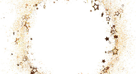 Gold star and glitter frame, perfect for festive designs, holiday templates, invitations, announcements, and celebration backgrounds.