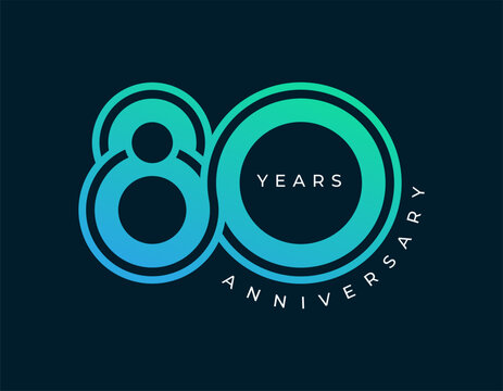 80 Years Anniversary design vector illustration. Unique 80 years logo design template. In modern color