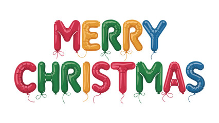 Festive Greetings: A vibrant display of Merry Christmas spelled out with colorful balloons, heralding the joyous spirit of the season.