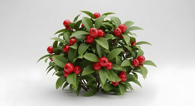 Artificial miniature holly bush with red berries and green leaves - Powered by Adobe