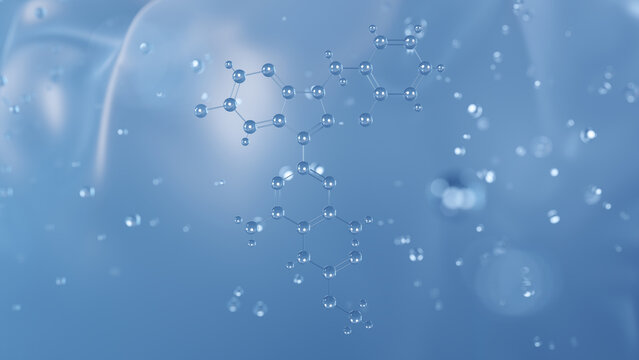 vericiguat molecular structure, 3d model molecule, soluble guanylate cyclase stimulator structural chemical formula view from a microscope