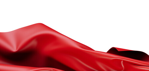 A high-quality image of a vibrant red fabric flowing and rippling across the frame. The smooth,...