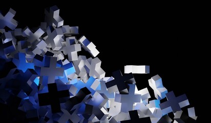 Plus shape, technology background, 3D illustration