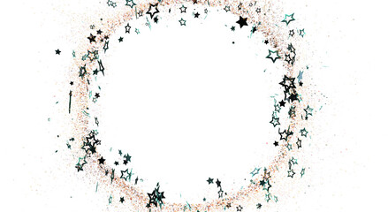 Fototapeta premium Abstract design with scattered stars forming a circle. Perfect for festive backgrounds, celebrations, and elegant design elements. Great for hol