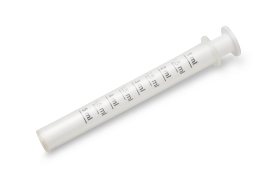 Measuring syringe for children's medicines isolated on transparent background