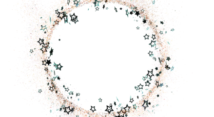 Elegant abstract design featuring a circle of stars with glittery dust on a white background, perfect for festive or celebratory themes. Ideal f