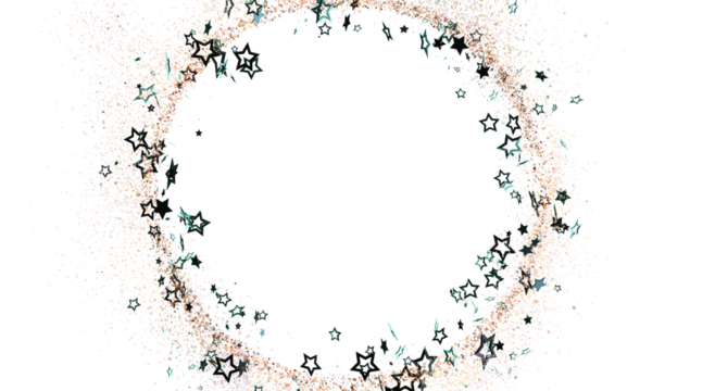 Elegant abstract design featuring a circle of stars with glittery dust on a white background, perfect for festive or celebratory themes. Ideal f - Powered by Adobe