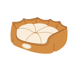 Cozy Dog Bed, Soft Pet Cushion for napping, sleeping. Pet supplies. Eco friendly colors. Isolated Flat Vector Illustration.