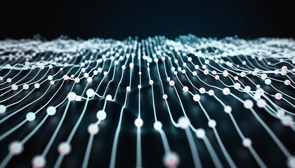 Fototapeta premium Abstract digital network with glowing connections and nodes