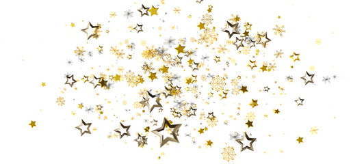 Abstract festive background with sparkling golden stars and snowflakes, perfect for holiday season celebrations and design projects. Suitable fo