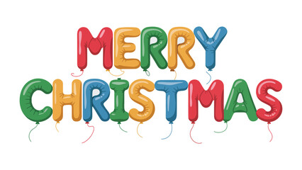 Festive Balloon Message: A vibrant Merry Christmas message composed of colorful balloons, embodying the joyful spirit of the holiday season, evoking a sense of festive cheer and celebration.