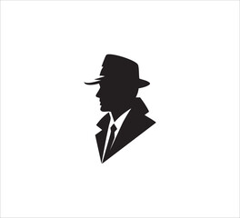 Detective Black Simple Silhouette Logo Design