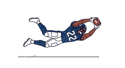 Illustration of Football Player Diving to Catch the Ball for Sports Design