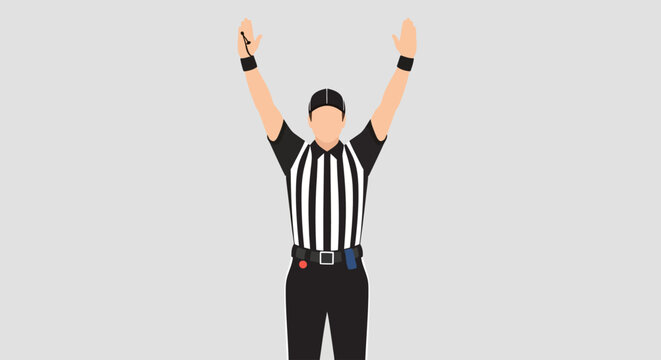 Football Referee Signal Touchdown Celebration Vector Illustration