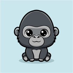 Adorable cartoon baby gorilla illustration perfect for playful animal themes and children's designs