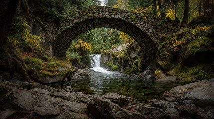 Whatcom Falls: Under the Stone Bridge, Mossy Arch in Washington County