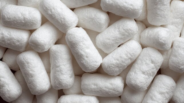 White Styrofoam Packing Peanuts Closeup Detail Texture Background