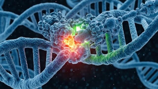 DNA Repair and Genetic Editing: Visualizing the Molecular Mechanism of Mutation Correction, CRISPR Technology, and the Future of Gene Therapy - Powered by Adobe