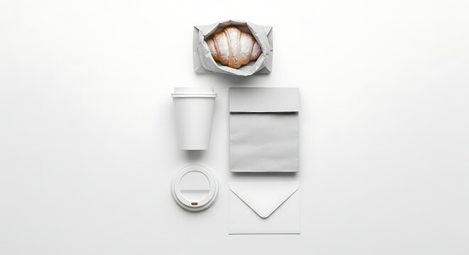 Minimalist Food and Drink Mockup - Coffee, Pastry, and Packaging. - Powered by Adobe