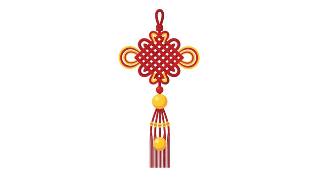 A detailed illustration of a traditional Chinese decorative knot, hanging freely.