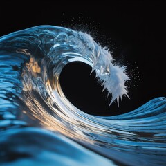 Abstract frozen ocean wave crest with sharp ice spikes