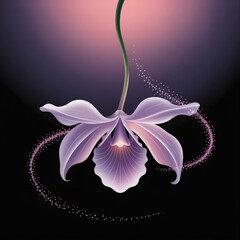 Glowing purple orchid bloom with magical particle effects.