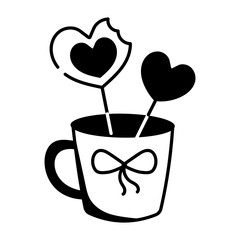A doodle style icon showing valentine cup