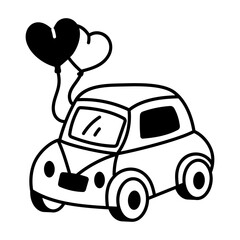 Fototapeta premium Hand drawn style icon showing wedding car