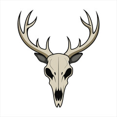 Naklejka premium Vector silhouette of a wild deer or stag head with antlers for illustration or design