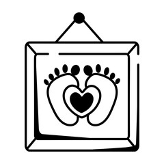 A doodle style icon showing baby feet