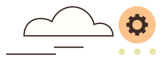 Cloud outline paired with a gear icon symbolizing technology, settings, and connection. Ideal for technology, computing, data storage, integration, innovation, networking digital transformation