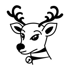 A hand drawn style icon showing a reindeer